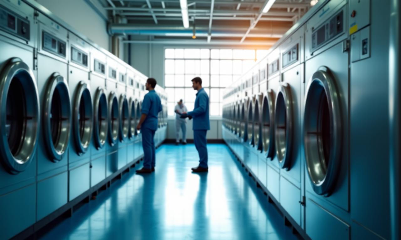 Interno di una lavanderia industriale moderna a Roma